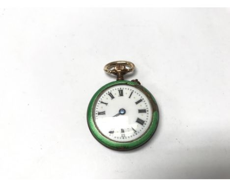 An enamel open face pocket watch.