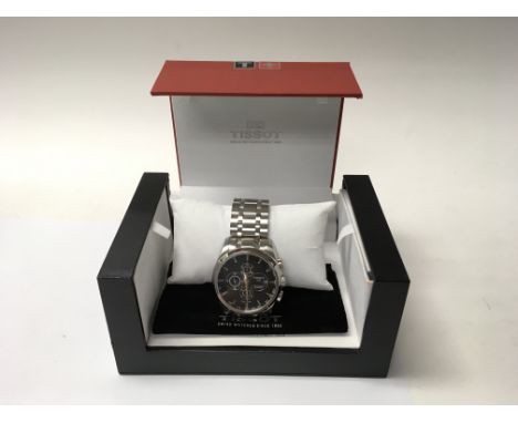 A Boxed gentleman's Tissot 1853 Chronograph automatic watch with a black dial.