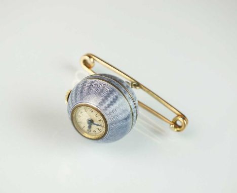 A silver and mauve guilloche enamel ladies circular fob watch, the circular white dial with black Arabic numerals, manual win