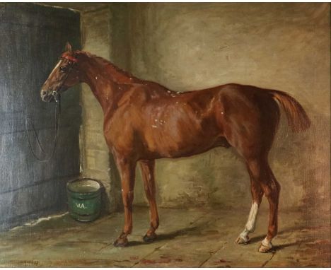 Robert G D Alexander (British, 1875-1945), Chestnut in a stable, signed lower right-hand side, saleroom stencil verso, oil on