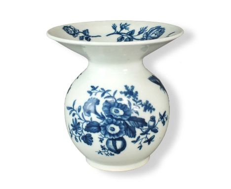 A Caughley spittoon circa 1778-85 transfer-printed in underglaze blue with the Columbine and Ripe Pomegranate pattern, unmark