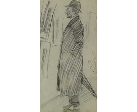 City gentleman, initialled and dated '03', pencil drawing, 18.5cm x 9.5cm; with another, S* Skillen (British, early 19th cent