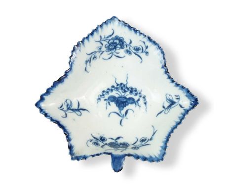 A Caughley pickle leaf dishcirca 1778-82transfer-printed in underglaze blue with the Pickle Leaf Vine pattern, printed S9.5cm