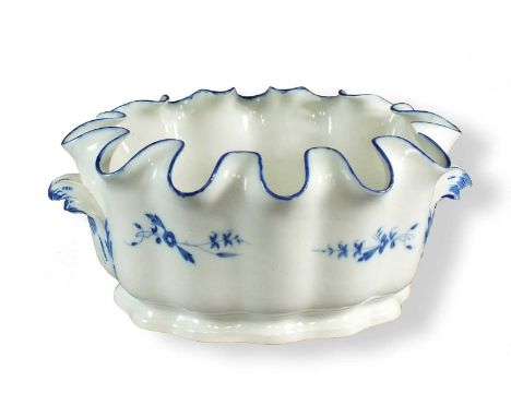 A Caughley monteith or verrièrecirca 1785a wine-glass cooler or rinsing bowl, with notched and crenellated upper rim, painted