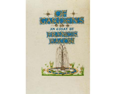 Calligraphic manuscript.- Bacon (Francis) Of Gardens, calligraphic manuscript on vellum, title and 19pp., in black ink, title