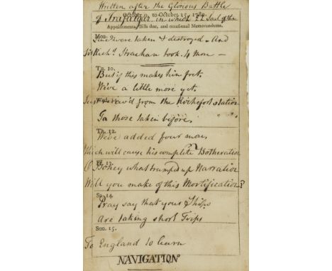 Poetry.- Battle of Trafalgar.- [Poetry], manuscript, c. 40pp., in The Universal Cash-Book and Newcastle Pocket Diary, for...1