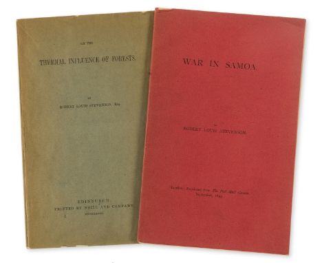 Stevenson (Robert Louis) On the Thermal Influence of Forests, original pale blue wrappers, upper cover detached, toning to up