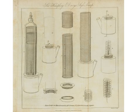 Mining safety.- Davy (Sir Humphry) On the Safety Lamp for Coal Miners; with some researches on flame, first edition, folding 