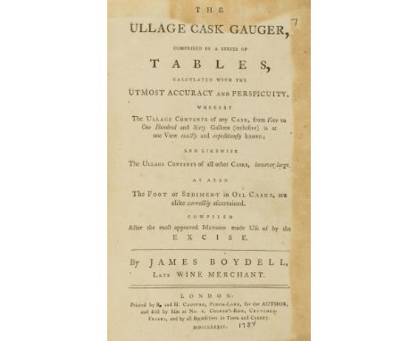 *** Please note, the description of this lot has changed.Drink.- Boydell (James) The Ullage Cask Gauger, comprised in a serie