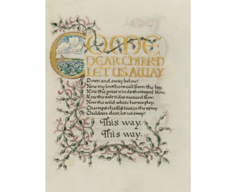 Calligraphic manuscript.- Moore (Marie E.K., calligrapher).- Arnold (Matthew) The Merman, calligraphic manuscript on vellum, 