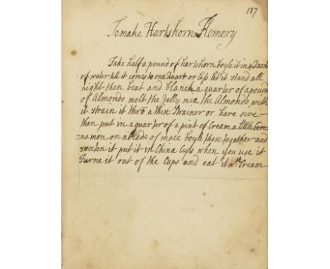 Cookery.- [Eales (Mary, writer on cookery and confectioner, d. 1717/18?)] [Mrs. Mary Eales's Receipts... Collection of recipe