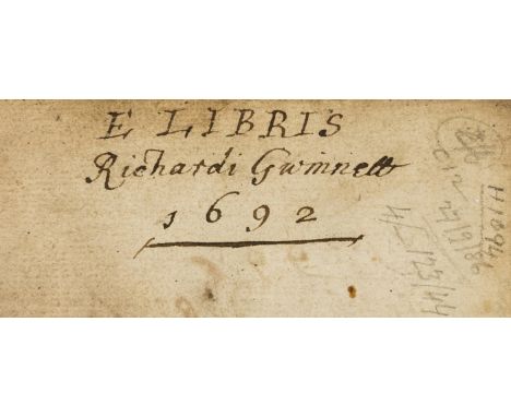 NO RESERVE Gwinnett family copy.- Gerhard (Johannes) Meditationes, engraved pictorial title, some staining, lightly browned, 