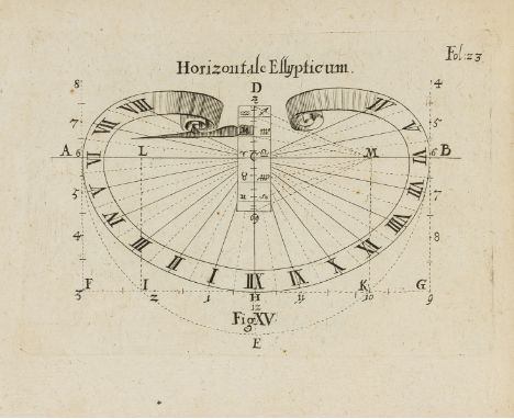 Sundials.- [Saher (Ferdinand)] Nova praxis construendi circinum proportionalem horographicum..., only edition, woodcut head- 