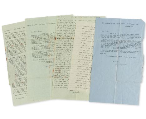 Isherwood (Christopher) Autograph Letter signed and 5 Typed Letters signed, 7pp. and one envelope, Santa Monica and Los Angel