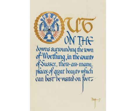 Calligraphic manuscript.- Sussex, Worthing.- G. (D.) Andante... Out on the downs surrounding the town of Worthing..., calligr
