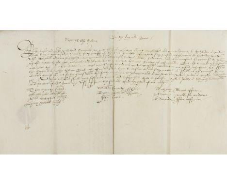 Tudor exiles opposed to the Marian regime.- Mary I (Queen of England and Ireland, 1516-58) Letter signed "Marye the Quene" to