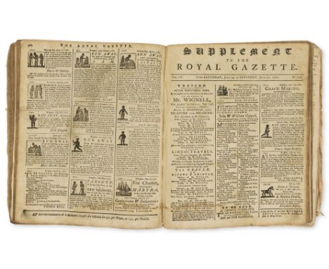 Jamaica.- Slavery.- Royal Gazette (The) vol.3 only, numbers 90 (supplement only)-138, together 47 issues, each bound with acc