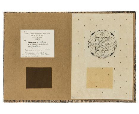 Cockerell &amp; Son (Douglas, bookbinders) Sketch for goldtooling on the binding of a testimonial to Hon. John Collier, pen a