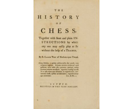 Chess.- Lambe (Robert) The History of Chess, first edition, uncut with wide margins, some light foxing and toning, later red 