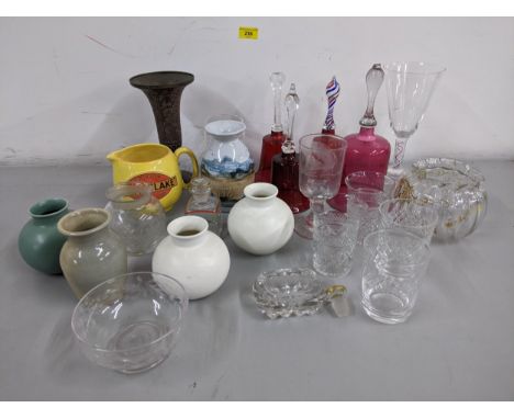 A mixed lot to include coloured glass bells, mixed china, Poole pottery and other items.Location:  RAFIf there is no conditio