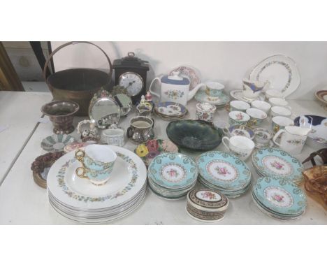 A mixed lot to include ceramics, trinkets, Carnival glass, a pair of Lumiere binoculars, mixed metalware and othersLocation:R