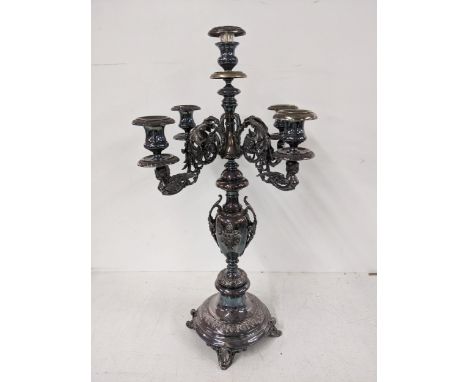 A silver plated early 20th century candelabra with five candle holders, approx 59cm highLocation: A3FIf there is no condition