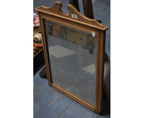 A Vintage Pine Rectangular Wall Mirror, with Bevelled Glass, 50cm wide