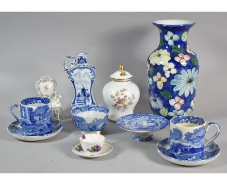 A Collection of Various Blue and White Ceramics to Include Copeland Spode Italian, Delft, Spode Lidded Vase, Miniature Cup an