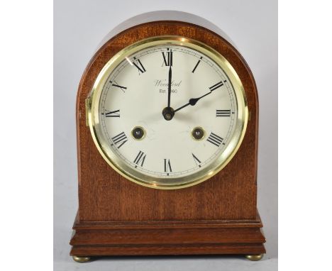 A Modern Arched Topped Mantle Clock with German Movement Striking on a Bell, 22cm High 