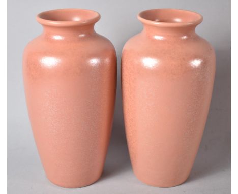 A Pair of Poole Vases, One with Very Small Nick to Foot, 15.5cm high 