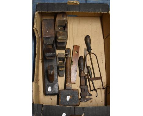 A Collection of Various Vintage Tools, Block Planes, Mallet Etc 