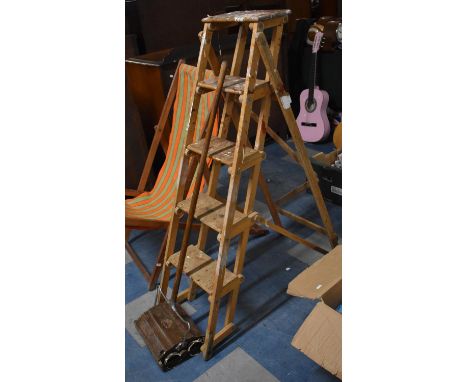 A Vintage Wooden Four Step Step Ladder and a Ewbank Carpet Sweeper 