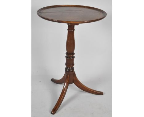 A George III Mahogany Circular Dish Topped Snap Top Tripod Table on Turned Support, 47cm Diameter 