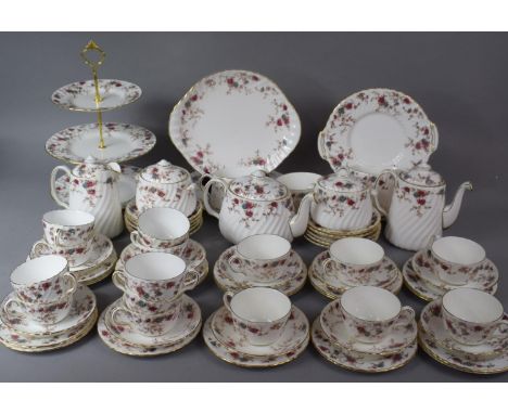 A Collection of Mintons Ancestral Teawares to Comprise Cake Plate, Teapot, Hot Water Pot, Cups, Milk, Saucers, Side Plates, C