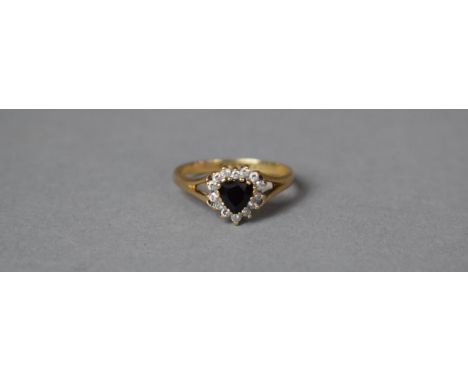 A 9ct Gold and Sapphire Heart Shaped Ring, 1.6g Size K 