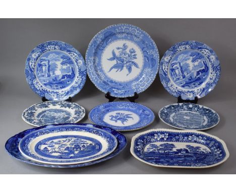 A Collection of Blue and White Transfer Printed Plates to Include Spode Italian Pattern, Spode Camilla Pattern, 1882 Calendar