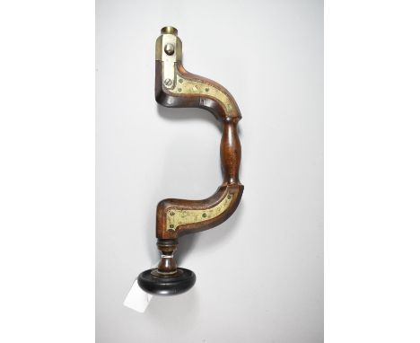 A Brass Mounted Carpenters Brace by David Flather and Sons, Solly Works, Sheffield Together with Collection of Drill Bits and