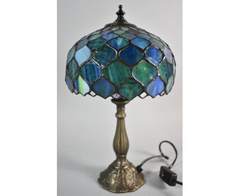 A Reproduction Table Lamp with Tiffany Style Shade, 36cm high 