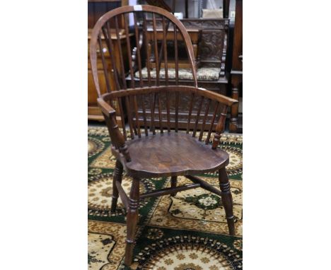Elm Windsor stick back chair, made in the traditional style by J W Webb, further stamped JFS. Not available for in-house P&P