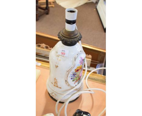 Ceramic lamp base with a floral design to front and verso   
