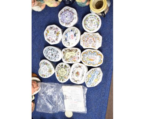 Group of ceramic boxes and covers from The Songs of Love collection by Franklin Porcelain (12)   