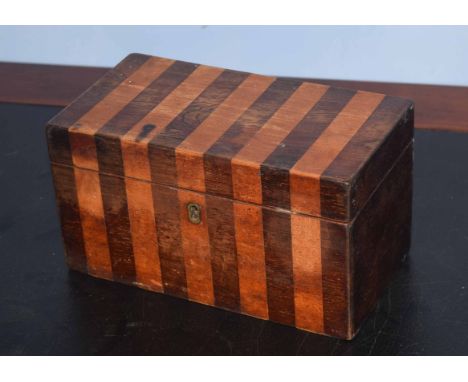 19th century simulated rosewood and banded tea caddy of rectangular form, interior fitted with two lidded compartments, 20cm 
