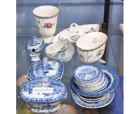 Group of 19th century flow blue miniature wares together with certain Spode wares decorated with fruit (qty)   