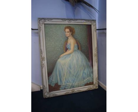 H G Polaine, oil on canvas, dated 1953, signed, 'Portrait of a seated lady' 