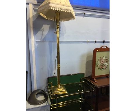 Two tea trolleys, fire screen, lamp etc.