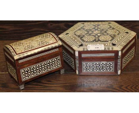 PAIR OF MOTHER OF PEARL INLAID TRINKET BOXES
