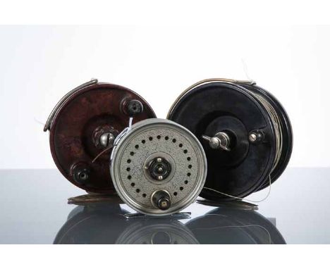 JW YOUNG 'BEAUDEX' 3.6 INCH FLY FISHING REEL
along with an All Cock 'Aerialite' fishing reel and a Gyrex fishing reel (3)