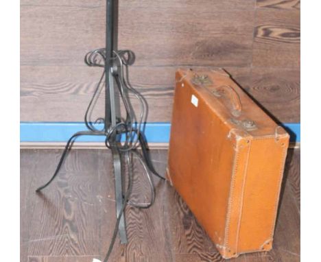 VINTAGE SUITCASE WITH LP'S INSIDE
together with a standard lamp