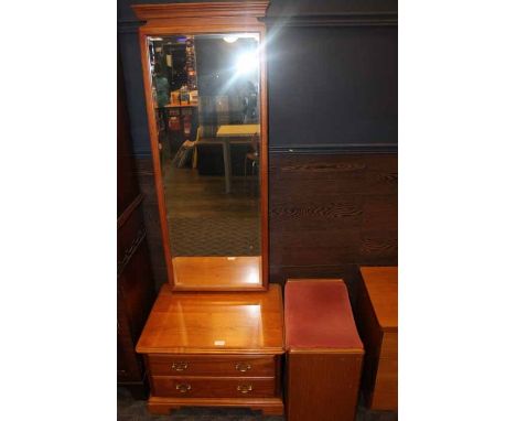 BEDROOM SUITE
comprising dressing mirror, two bedside chests, chest of drawers, storage box and stool