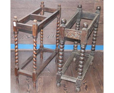 TWO OAK UMBRELLA AND STICK STANDS
with barley twist collums